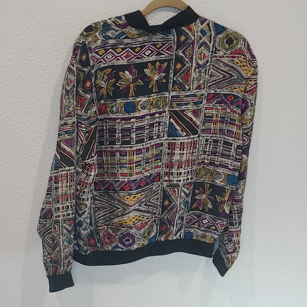 Retro August Silk abstract silk windbreaker jacket medium - Picture 8 of 12